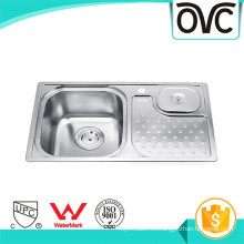 Fregadero de cocina barato de moda de acero inoxidable con papelera Fregadero de cocina de moda barato de acero inoxidable con papelera